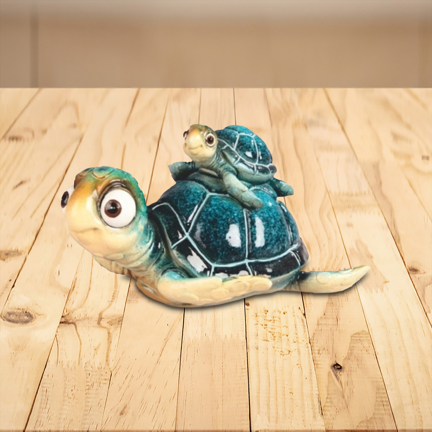 

6"w Blue Sea Turtle With Baby Figurine Statue Home/room Decor And Perfect Gift Ideas For House Warming, Holidays And Birthdays Great Collectible Addition