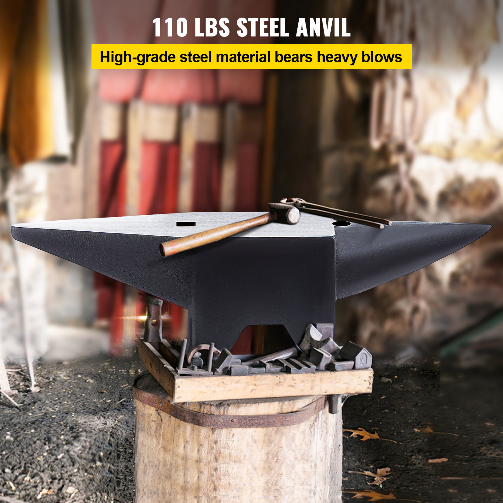 

Vevor Cast Iron Anvil, 110 Lbs(50kg) Single Horn Anvil With Large Countertop And Stable Base, High Hardness Rugged Round Horn , For Bending, Shaping