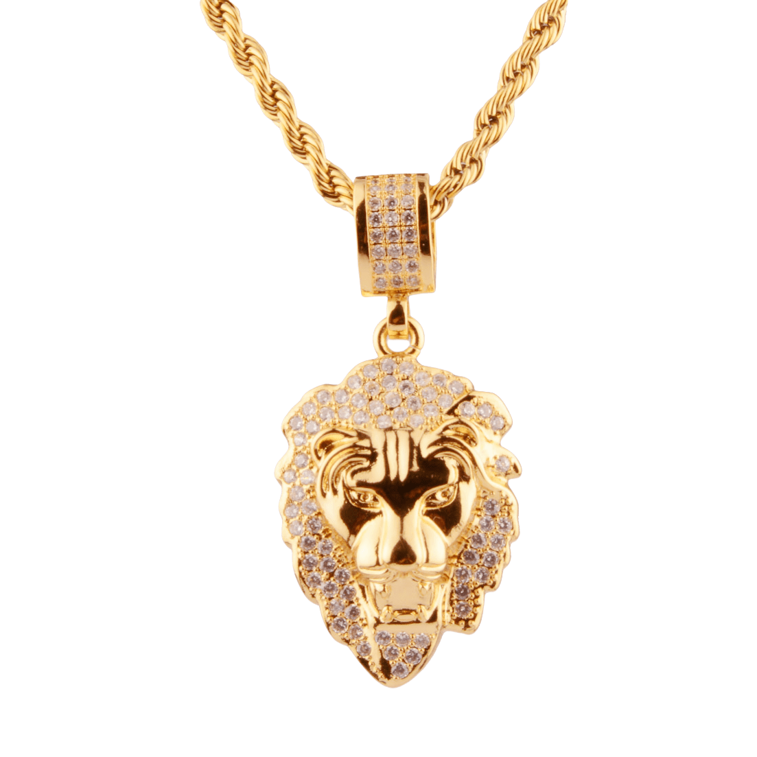 

Mens Stainless Steel Golden Lion Pendant Chain Necklace