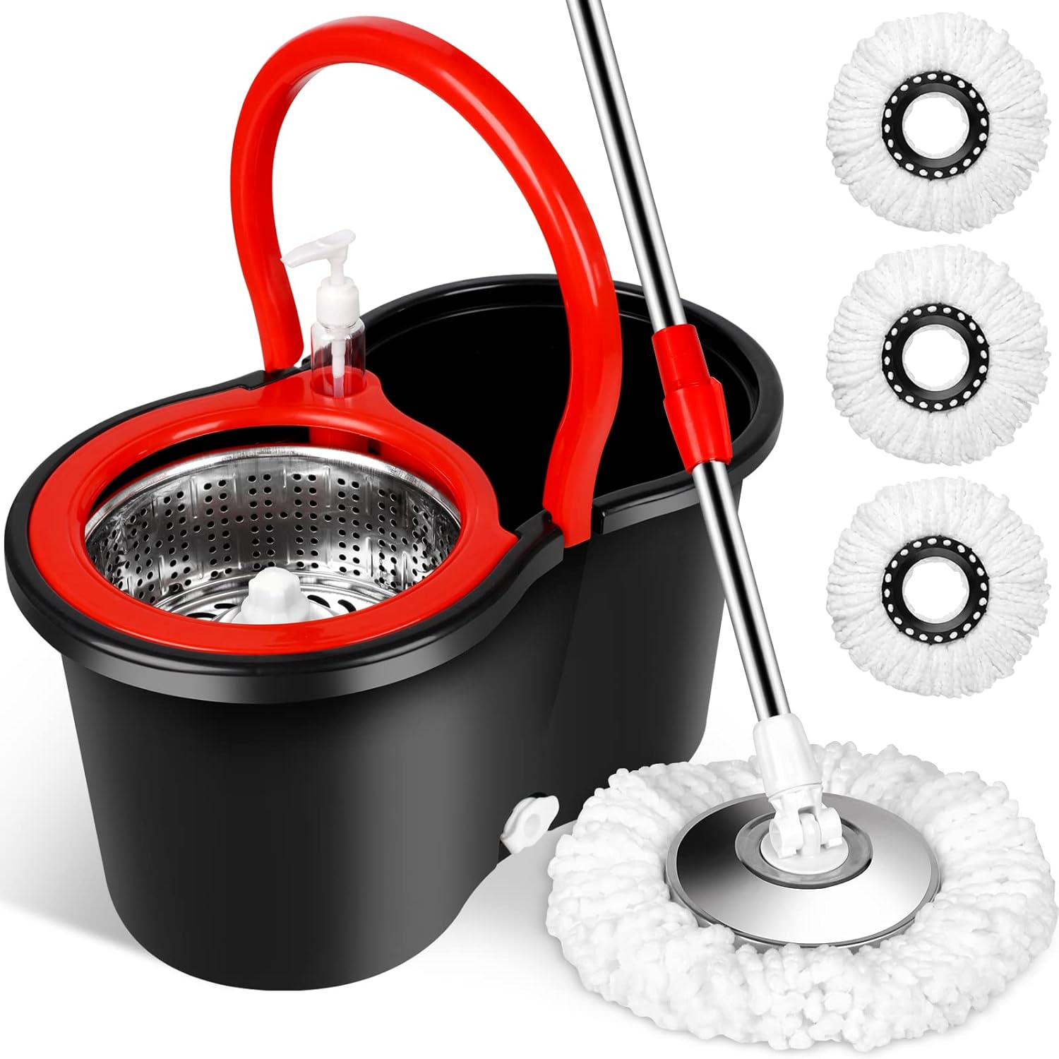 

Spin Mop Cleaning System With 3 Microfiber Mop Heads, Spin Mop And Bucket Set