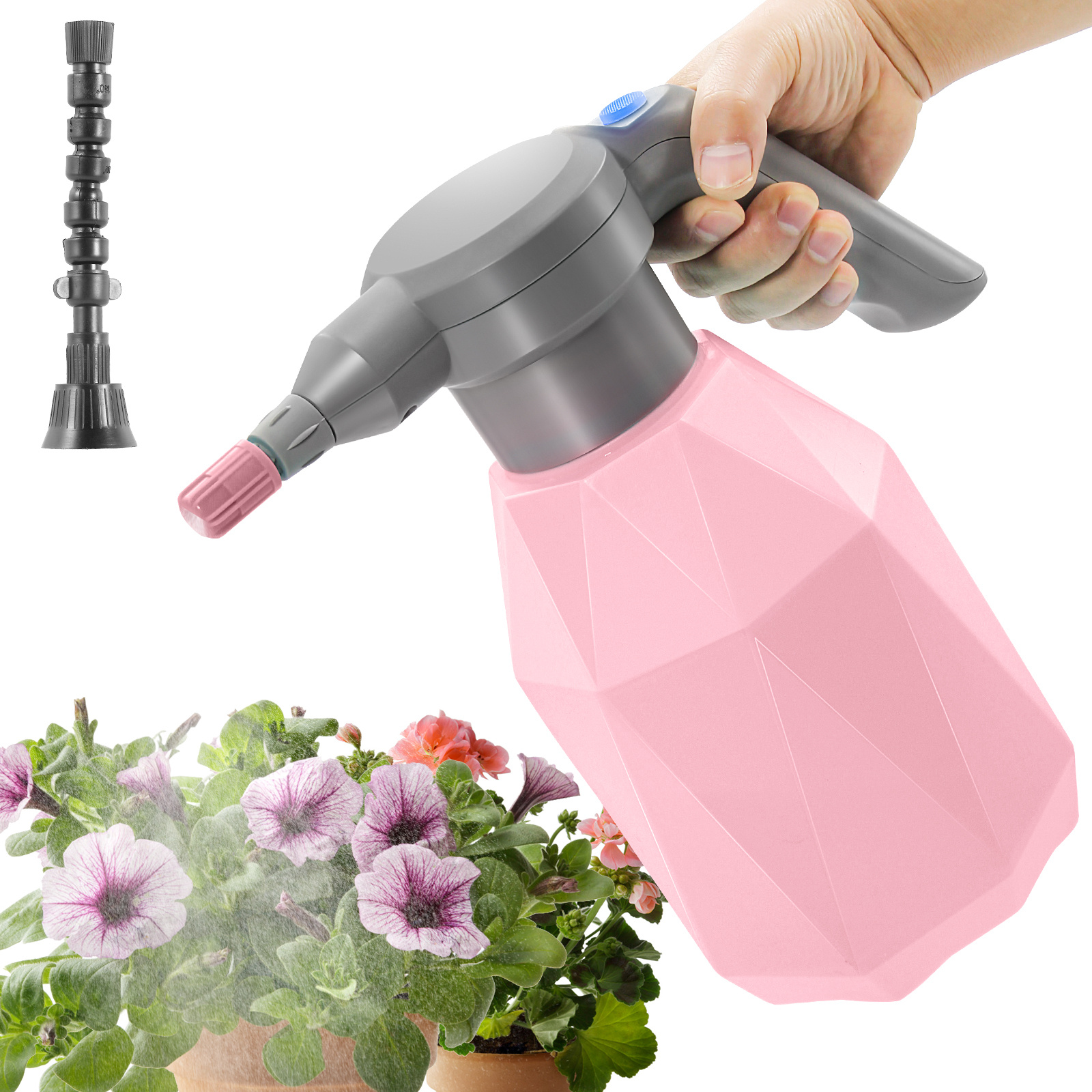 

0.5 Gallon Electric Spray Bottle Plant Mister For Indoor/outdoor Plants, 2l Automatic Watering Can Rechargeable Battery Powered Sprayer With Adjustable Spout For Garden, Fertilizing, Cleaning