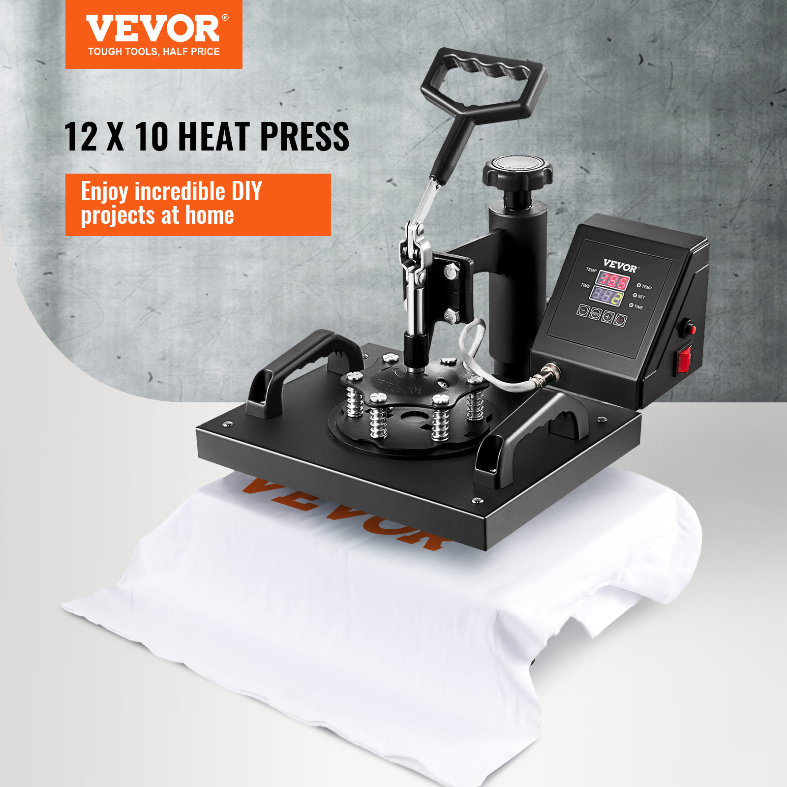 

Vevor Heat Press, 12x10inch T-shirt Press Machine, T-shirt Press Heat Press 30x23cm Printing Machine Heat Transfer For T-shirts