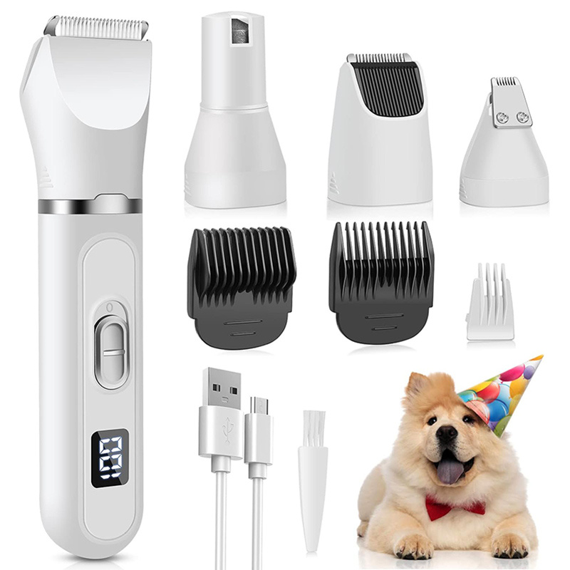 

Dog Grooming Kit 4 In 1 Electric Cordless Dog Paw Trimmer With Nail Grinder, Dog Nail Small Dog Grooming Clippers For Paws Ears Face Hip Hairl