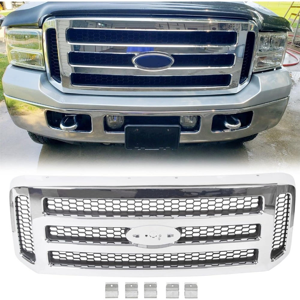 

Grille Compatible With 2005- Superduty F350 With Gray Replacement For Fo1200456 5c3z8200baa (without Emblem)