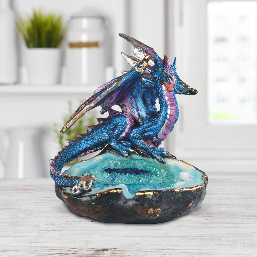 

3"h Blue Dragon Tray Figurine Statue Home/room Decor And Perfect Gift Ideas For House Warming, Holidays And Birthdays Great Collectible Addition