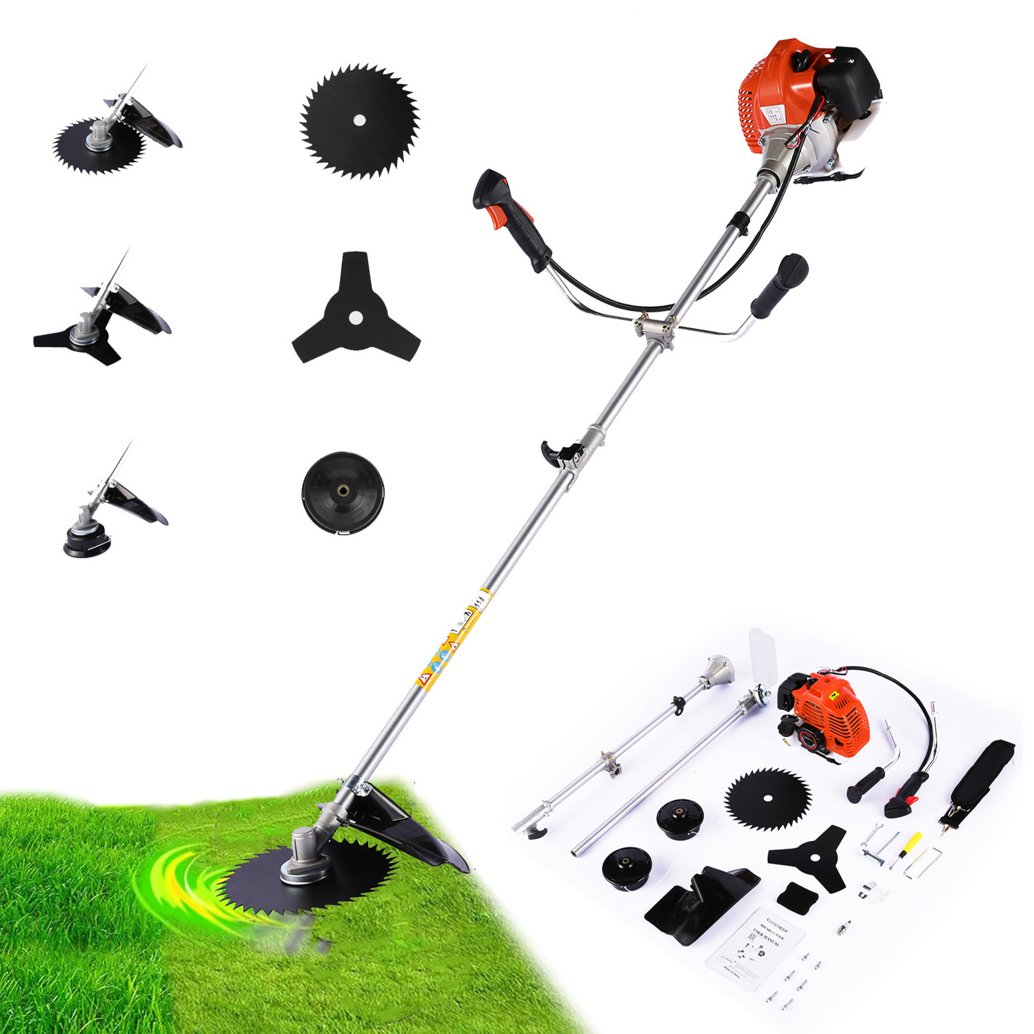 

58cc Gas String Trimmer, Straight Shaft Gasoline Powered Grass Cutter, 4-in-1 Gas Powered, With 4 Detachable Head, Outdoor Backyard Lawn Care
