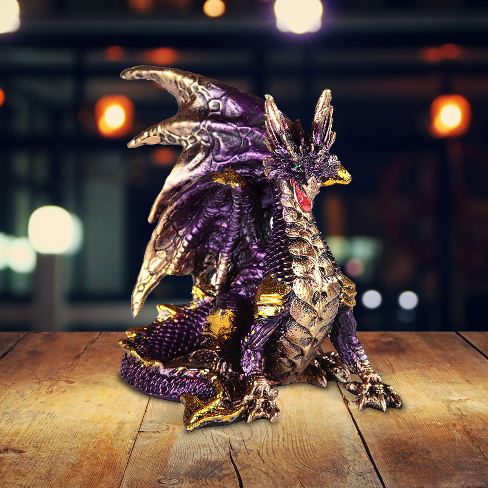 

3.75"w Purple Dragon Figurine Statue Home/room Decor And Perfect Gift Ideas For House Warming, Holidays And Birthdays Great Collectible