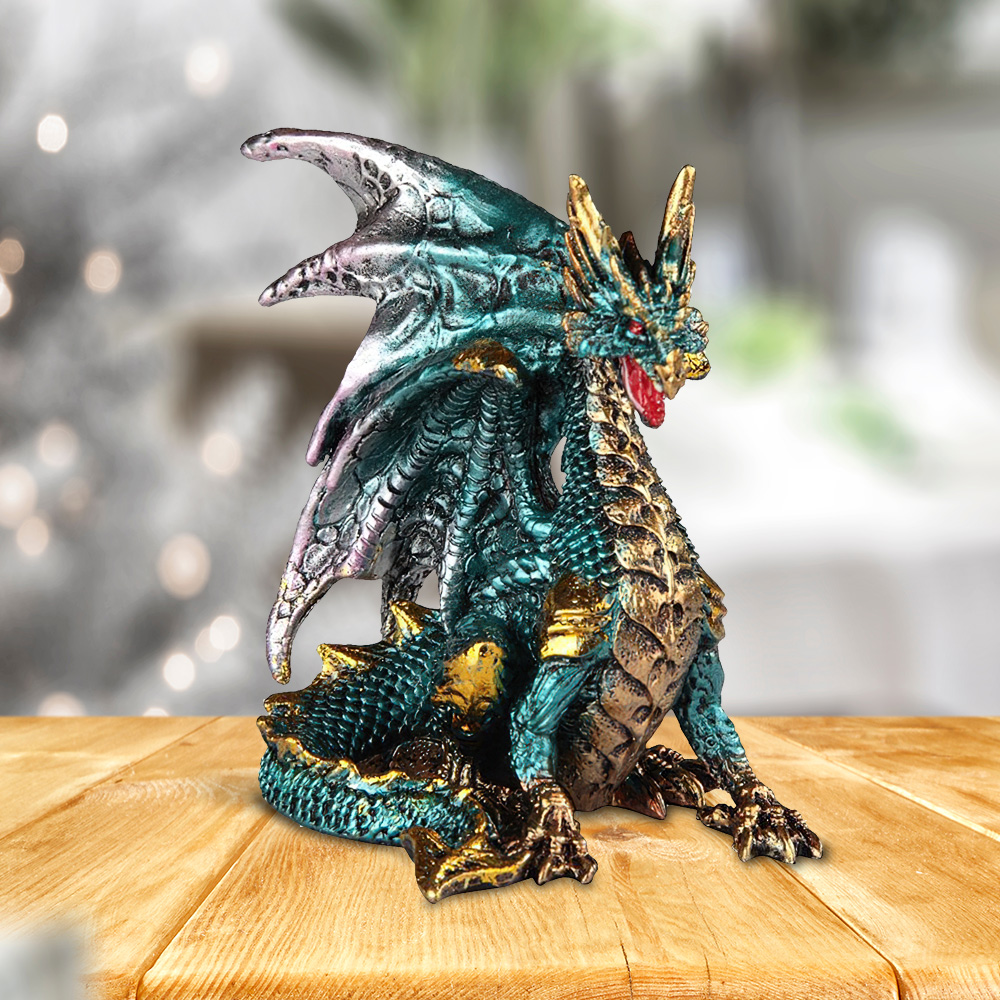 

3.75"w Blue Dragon Figurine Statue Home/room Decor And Perfect Gift Ideas For House Warming, Holidays And Birthdays Great Collectible Addition