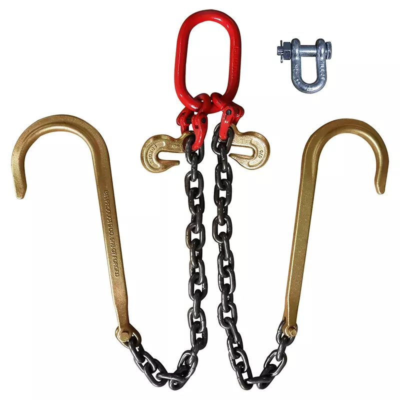 

G80 3/8" Diameter X 2' Length V-type Trailer Tow Chain J Hook - 7100 Lbs Working Load Limit - Hook, Rtj, Grab & Safety Hook -1 Set