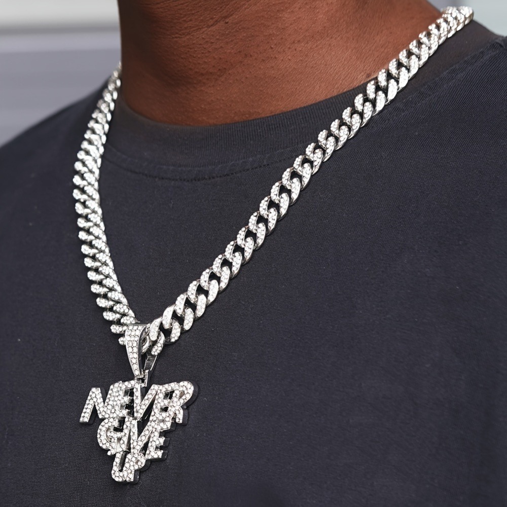 

Fashionable Popular Rap Style Never Give Up Pendant Necklace - Hip Hop Style Unisex Daily Party Wear Necklace