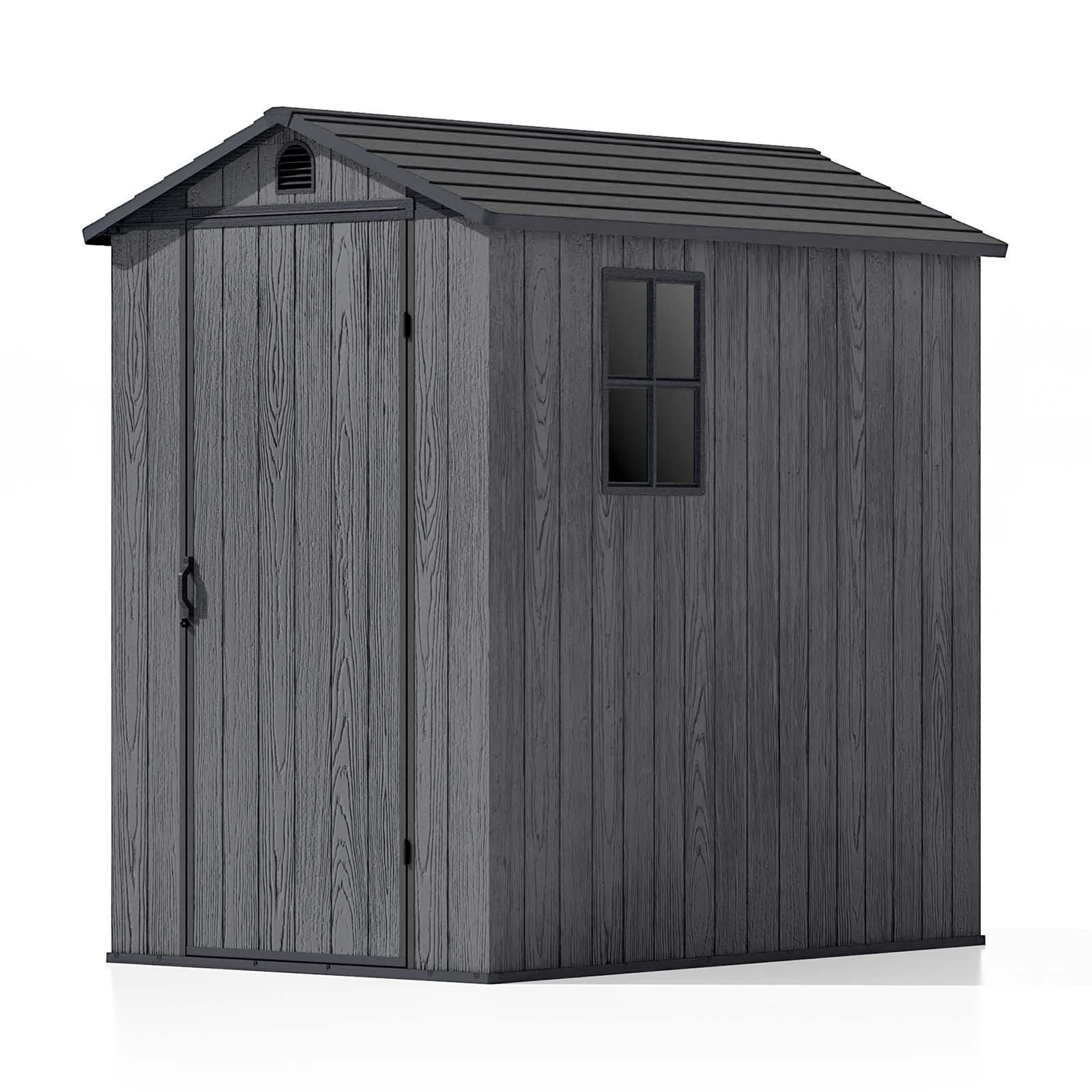 

4 X 6 Ft Plastic Outdoor Storage Shed With Floor, Resin Outside Tool Shed With Windows And Lockable Door For Backyard Garden Patio Lawn, Gray (fit-it Shed)