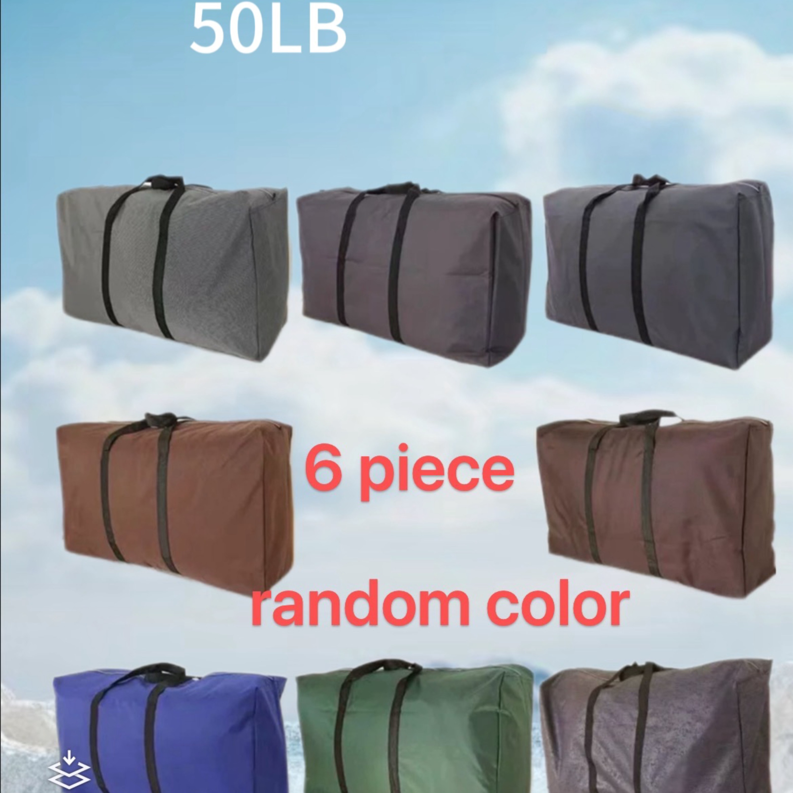 

50lb (6pack Random Color)bolsa De Viaje Espaciosa Y Resistente - Organizador Ligero Y A Prueba De Polvo Con Cierre Fuerte Y Asas