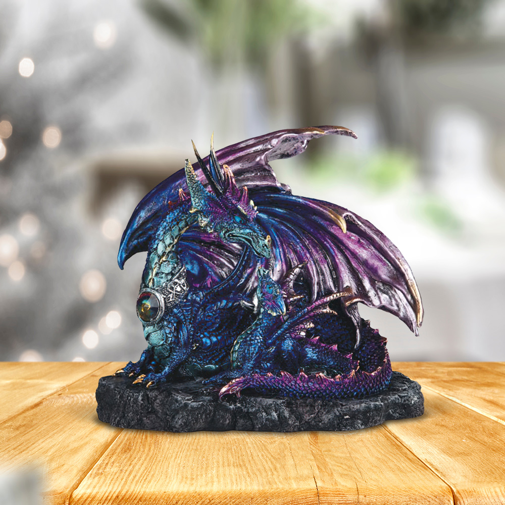 

7"w Blue And Purple Dragon With Baby Dragon Figurine Statue Home/room Decor And Perfect Gift Ideas For House Warming, Holidays And Birthdays Great Collectible