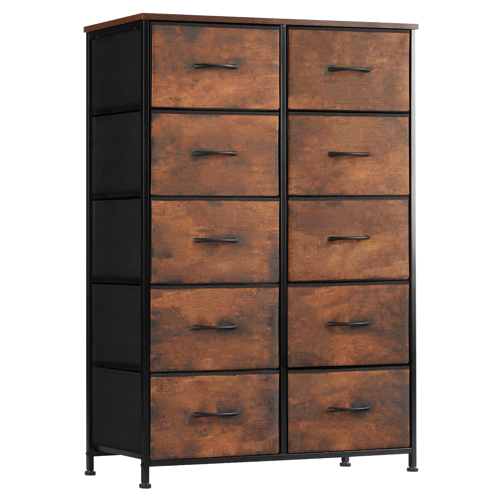 

10 Fabric Drawers Dresser, Storage Chest Organizer Units Bins, Dresser & Chest Of Drawers, Storage Tower With Fabric Cabinet, Metal Frame Portable Furniture For Livingroom, Bedroom, Lab