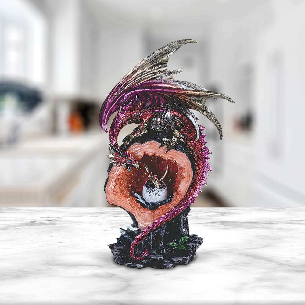 

11"h Pink Dragon With New Born Baby Figurine Statue Home/room Decor And Perfect Gift Ideas For House Warming, Holidays And Birthdays Great Collectible Addition