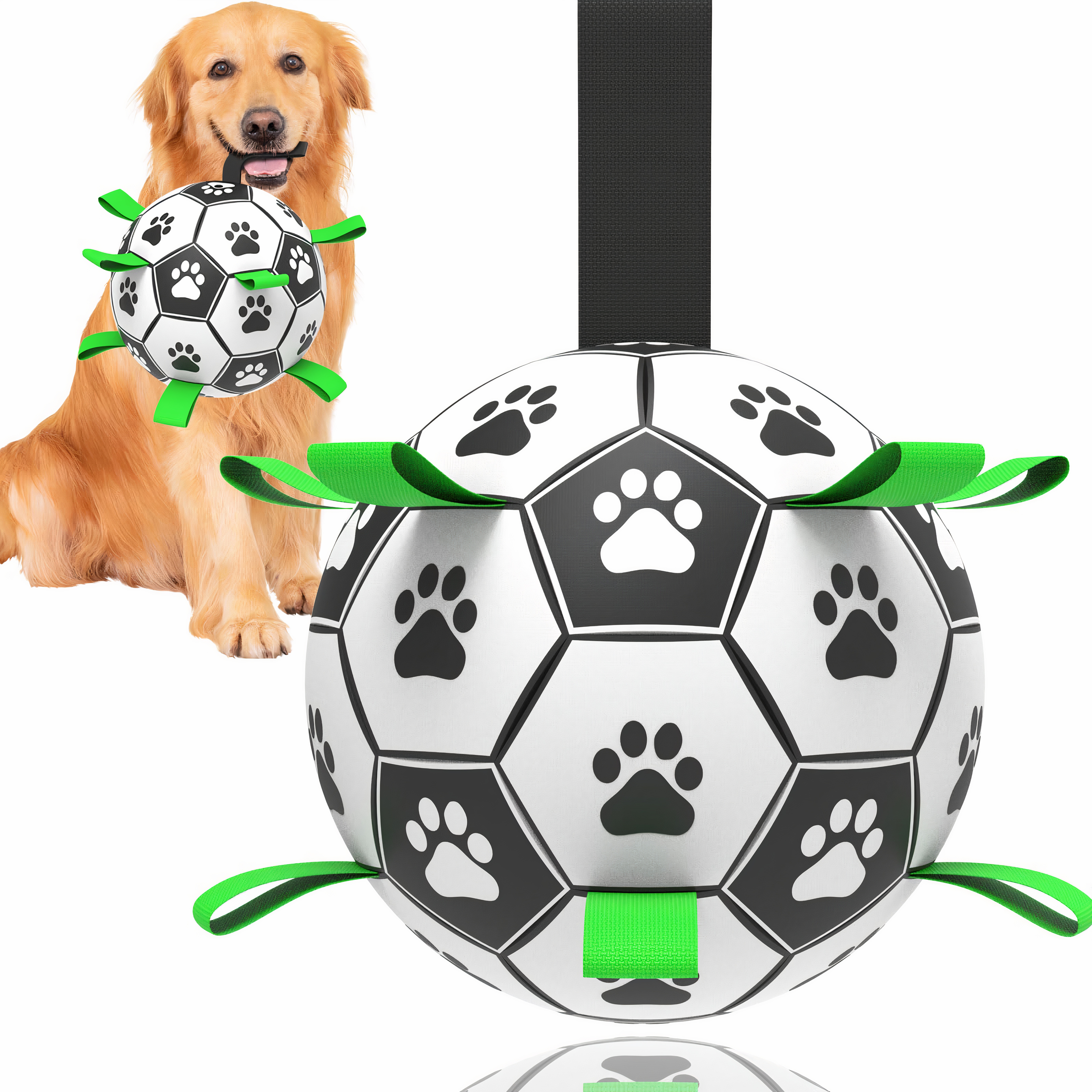 

Dog Toys Soccer Ball With Straps, Pet Toy Puppy Birthday Gifts, Interactive Dog Toys, Dog Tug Toy, Dog Water Toy