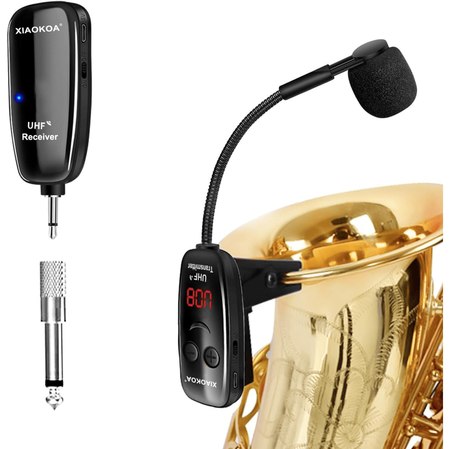 

Uhf Wireless Instruments Microphone,saxophone Microphone,wireless Receiver And Transmitter,160ft Range,plug And Play,great For Trumpets, Clarinet, Cello