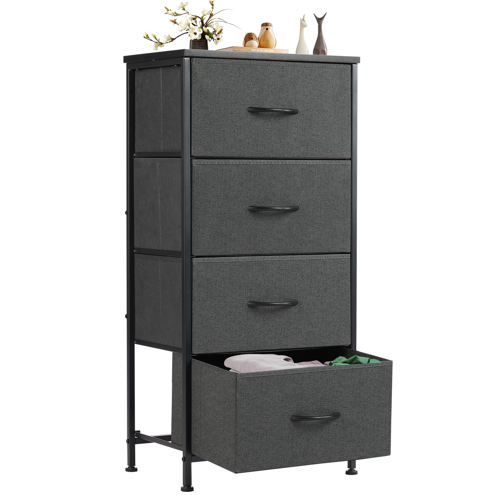 

4 Fabric Drawers Dresser, Storage Chest Organizer Units Bins, Dresser & Chest Of Drawers, Storage Tower With Fabric Cabinet, Metal Frame Portable Furniture For Livingroom, Bedroom, Lab