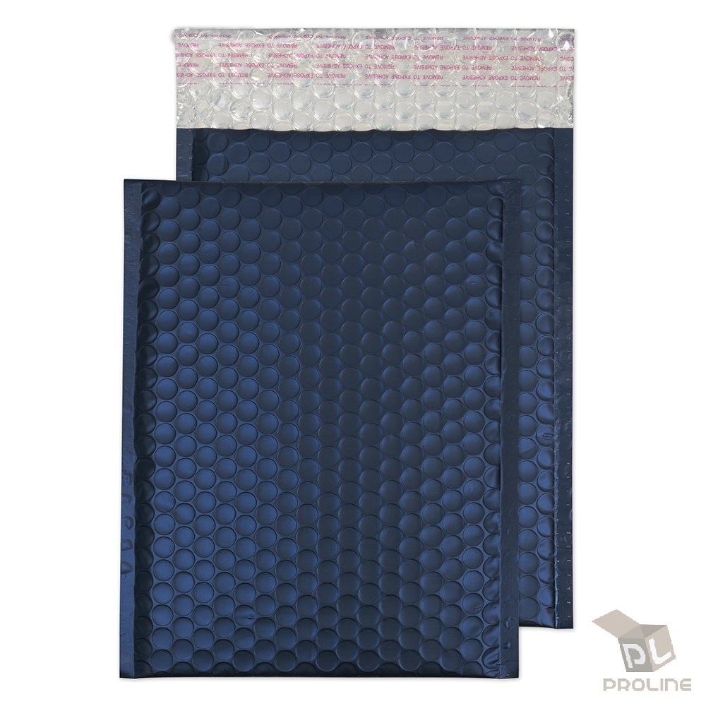 

Proline Matte Metallic Dark Blue Bubble Padded Envelopes Self-sealing Mailers Extra Wide 6.5x10 (inner 6.5x9)