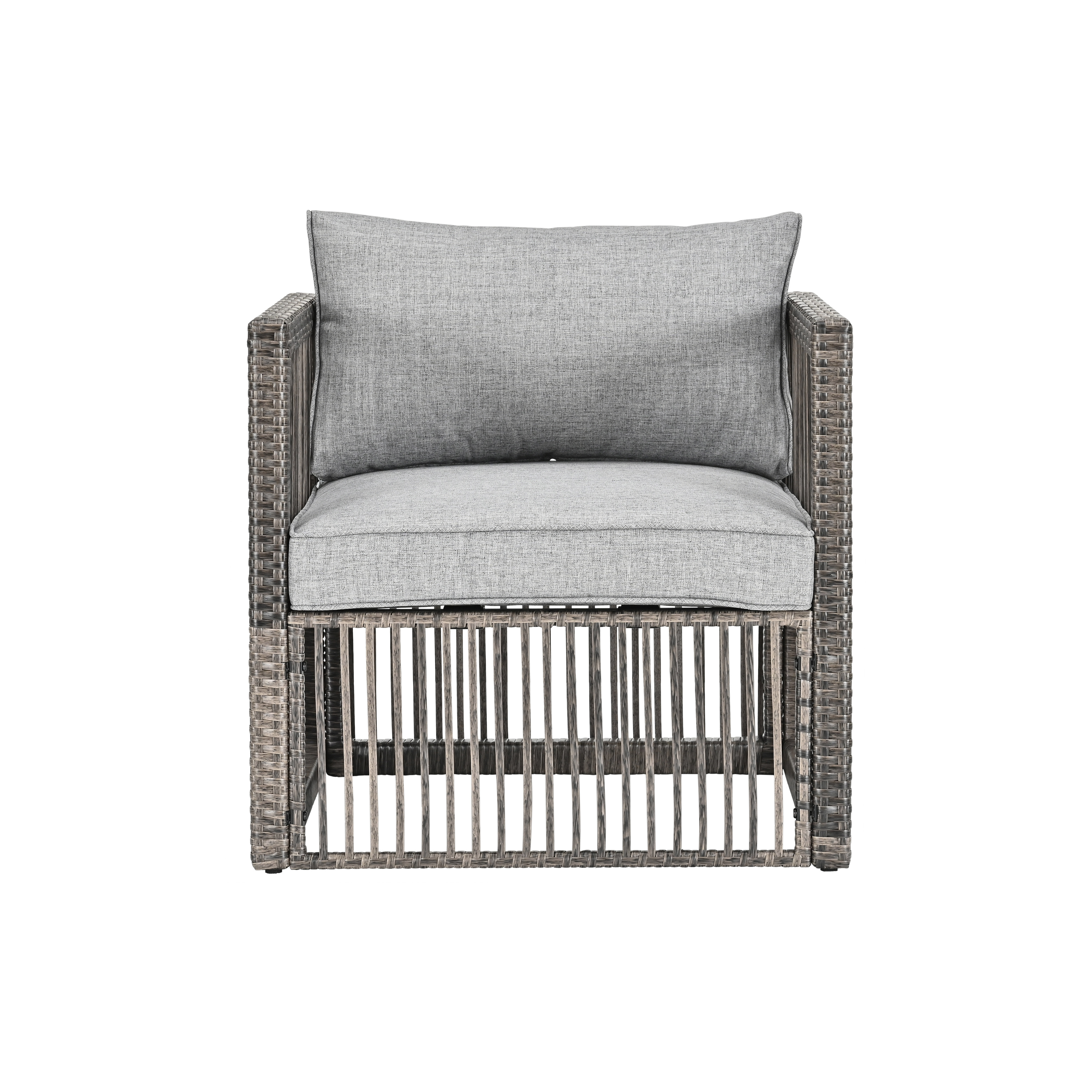 Space Wicker Outdoor Lounge Chair With Gray Cushion - Patio, Lawn ...