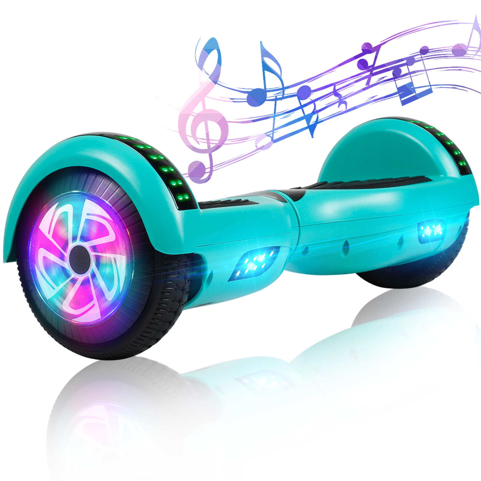 hoverboard with wireless and led lights 6 5 two wheel self balancing electric scooter green details 3