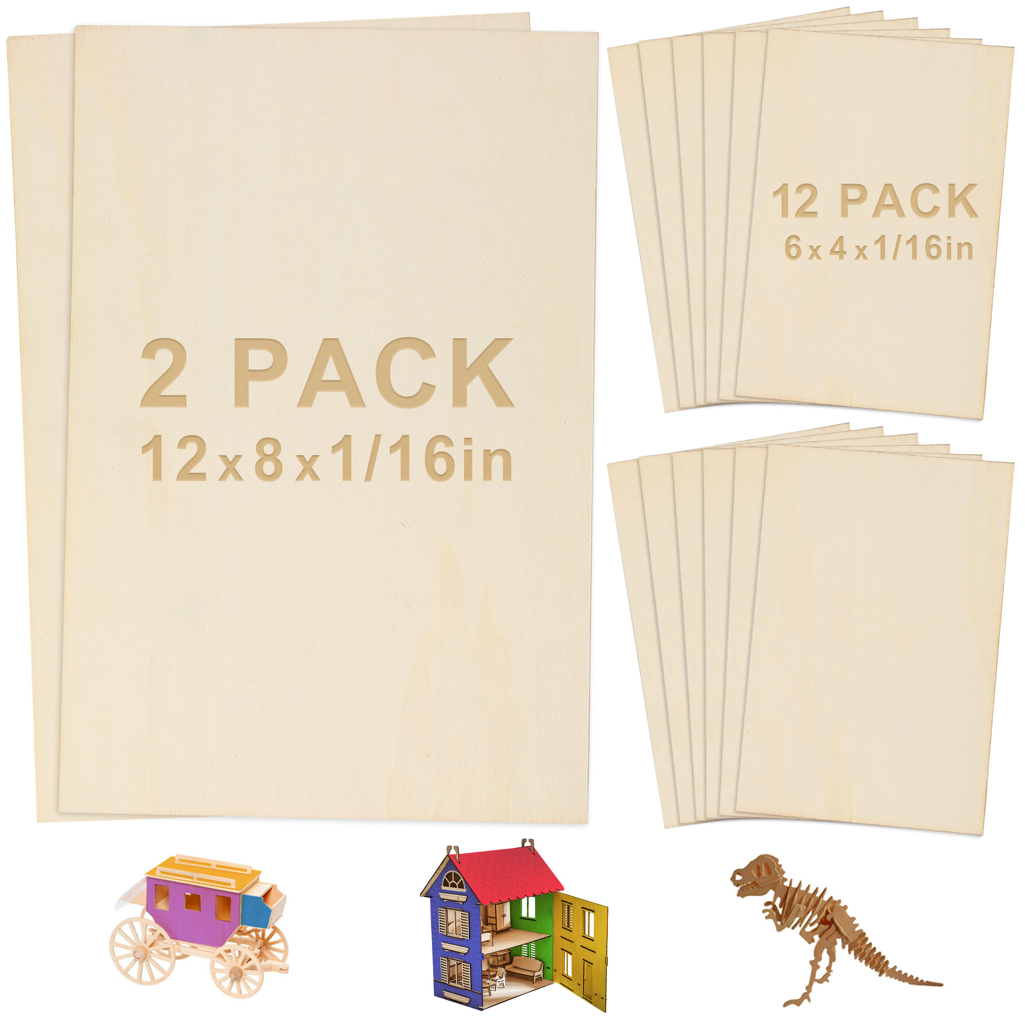 

Lotfancy Plywood Sheets For Crafts, 14pc Blank Unfinished Basswood Sheets, Thin Rectangle Wood Board Pieces, 2 Sizes - 12pc 150x100mm (6x4x1/16 In), 2pc 300x200mm (12x8x1/16 In)