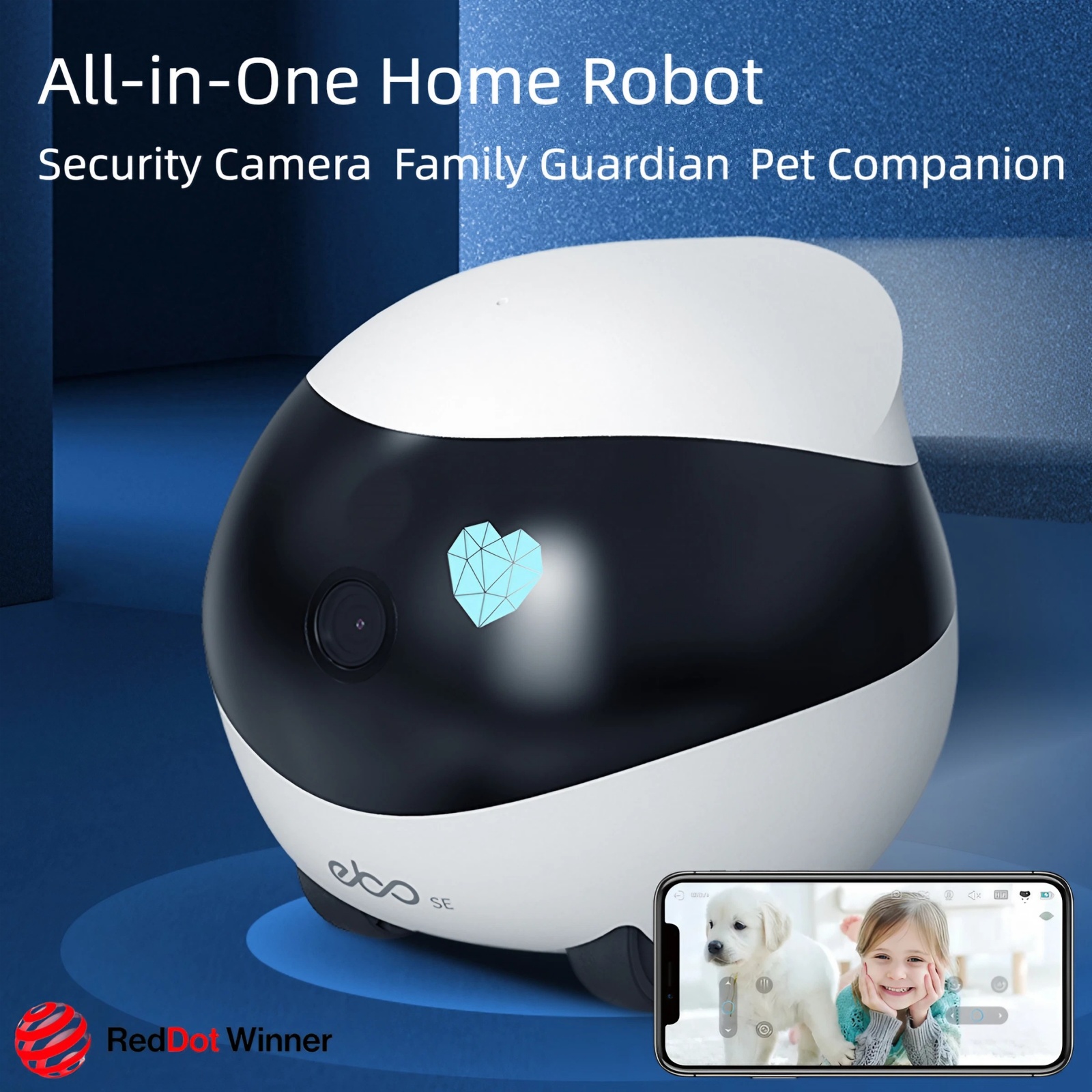

Movable Home Security Camera 1080p Hd Wireless Smart Cam: Wifi Remote Control, Self Charging, 2-way Audio, Night Vision And Motion Detection, 1 Robot For Whole House Surveillance