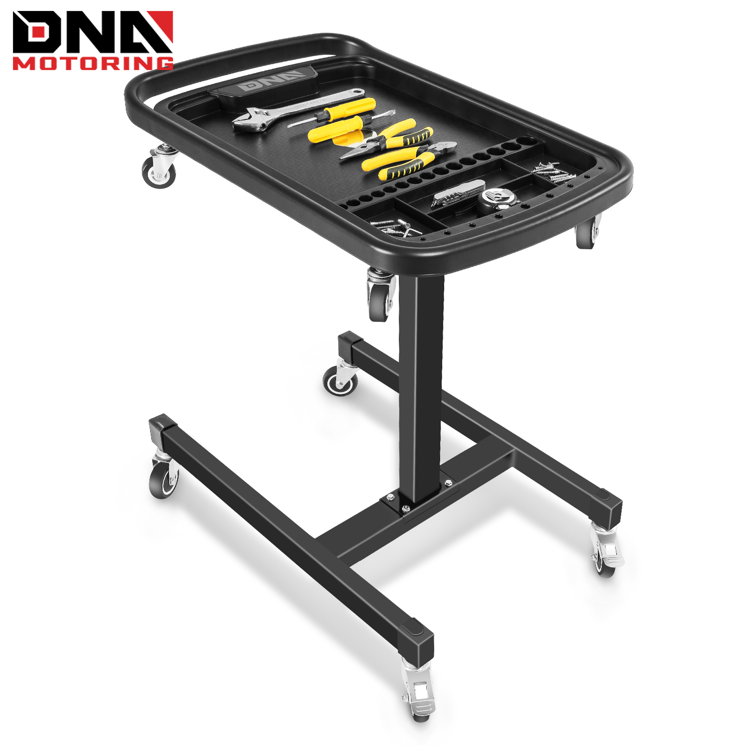 

2 In 1 Working Table - Adjustable Height 30.5'' To 47.2'', Rolling Part Tray With 4 Rollers, Portable Workbench With 2 Brake Wheels, 130 Lbs