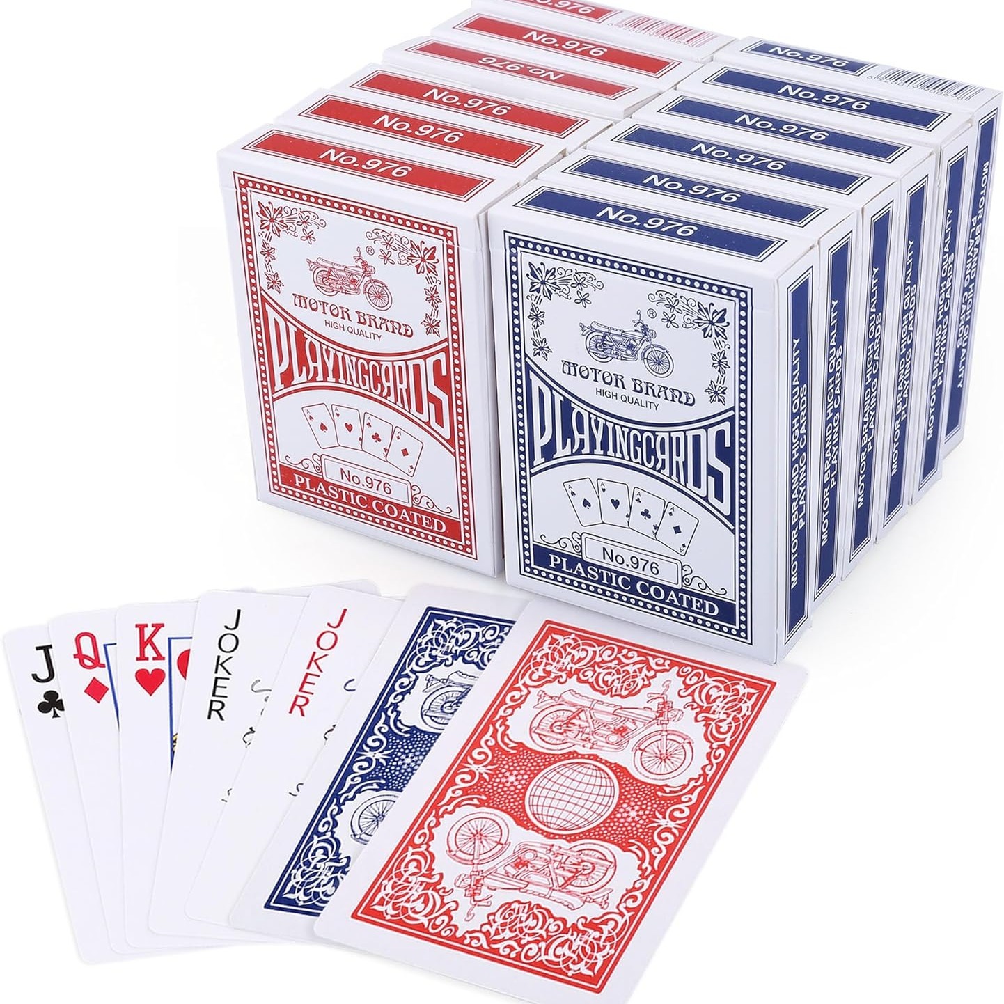 

Lotfancy Playing Cards, 12 Pack, Decks Of Cards Bulk, Size, Standard Index, Card Game, 6 Blue And 6 Red,