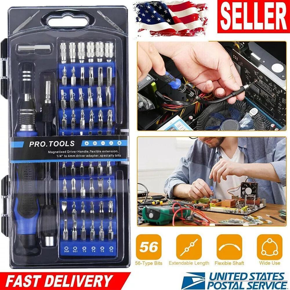 

60-piece Precision Screwdriver Set - Carbon Steel, Flat Head, Multi-functional, Magnetic, Ergonomic Design For Eyeglass, Smartphone, And Computer Repair Kit.