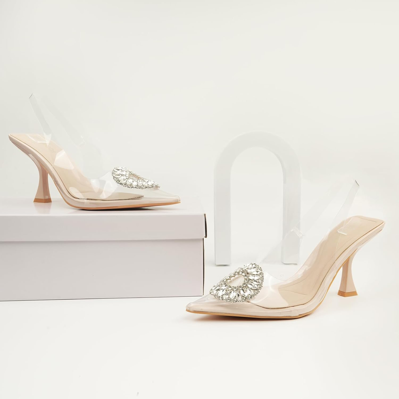 womens slingback pumps pointed closed toe transparent heels Temu