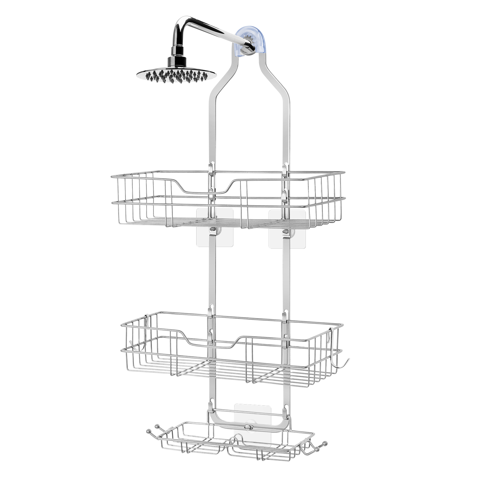 

Hanging Shower Organizer For Bathroom, Over Head Shower Caddy Basket With Hooks, 3 Layers Bathroom Storage Rack Shelf Over Shower Head, Soap Holderr, Rustproof & Durable
