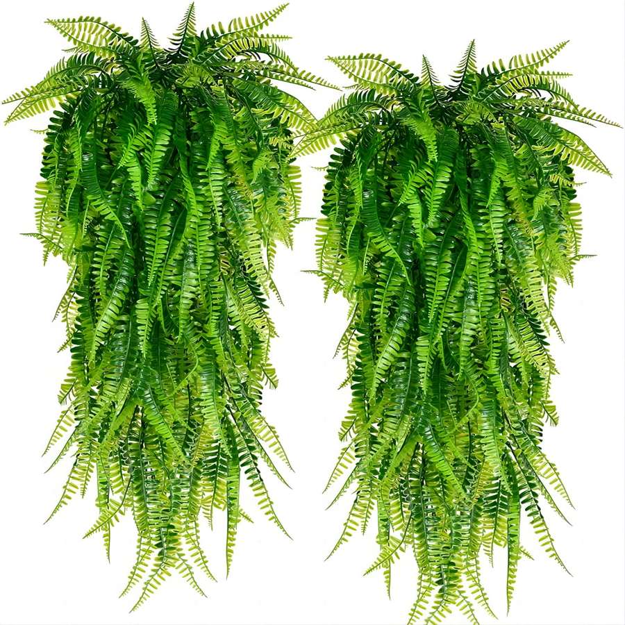 

artificial Hanging Plants 2pcs Fake Hanging Plant Faux Hanging Ferns Plant Artificial Outdoor Plants Uv Resistant Plastic Plants (green)