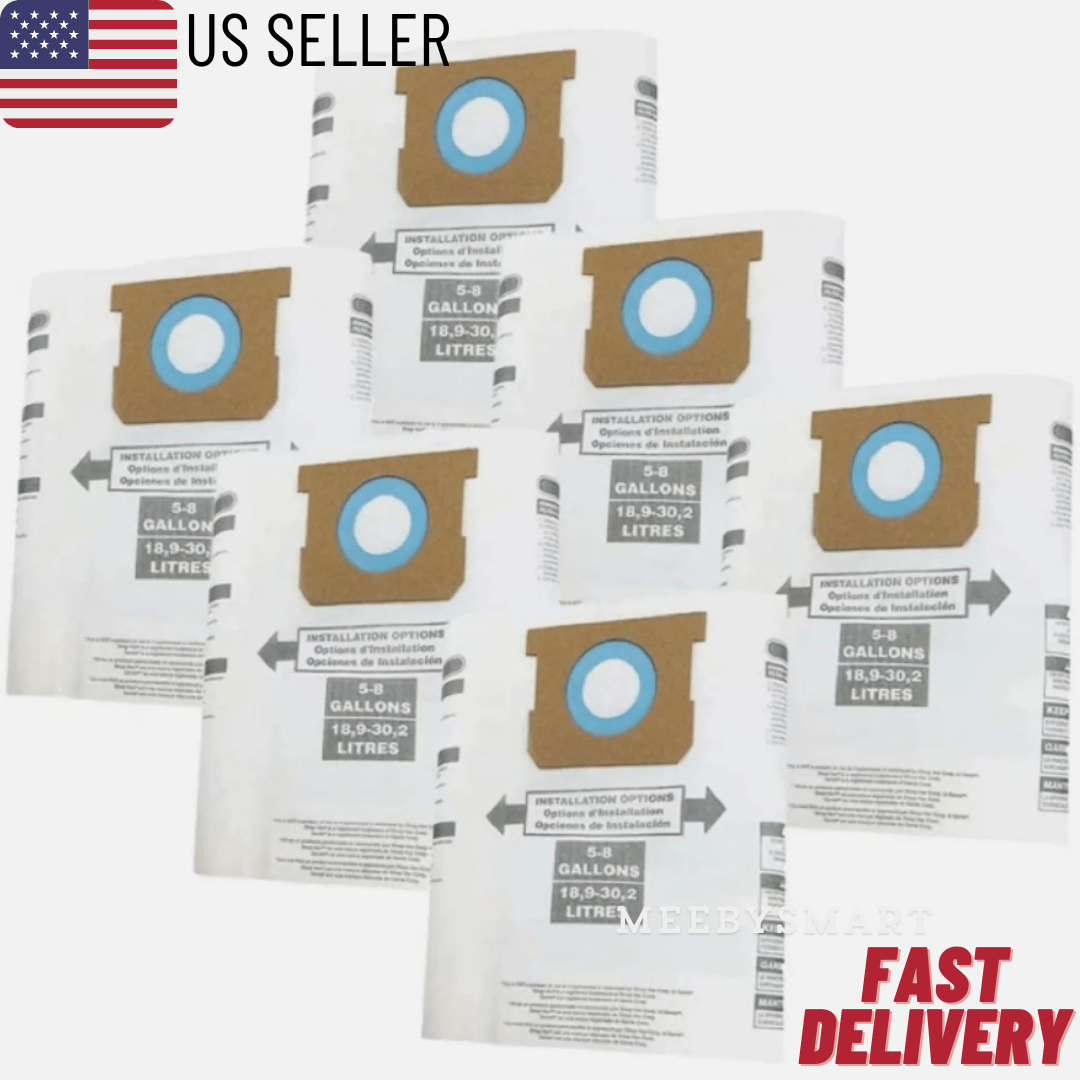 

(6 Pack)shop Vac Bags 5-8 Gallon, Replacement Filter Bags For Shop Vac Vacuum Type E - 9066100 90661 906-61