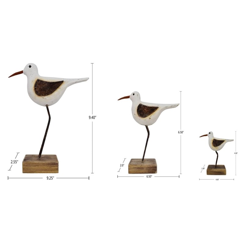 

3pcs Wood Seagull Statue Beach Table Decor For Home, Rustic Beach Bird Decor Hand Carved Wood Sculpture Nautical Sea Bird Figurine Coastal Centerpiece Ocean Sea Decorations (s M L)