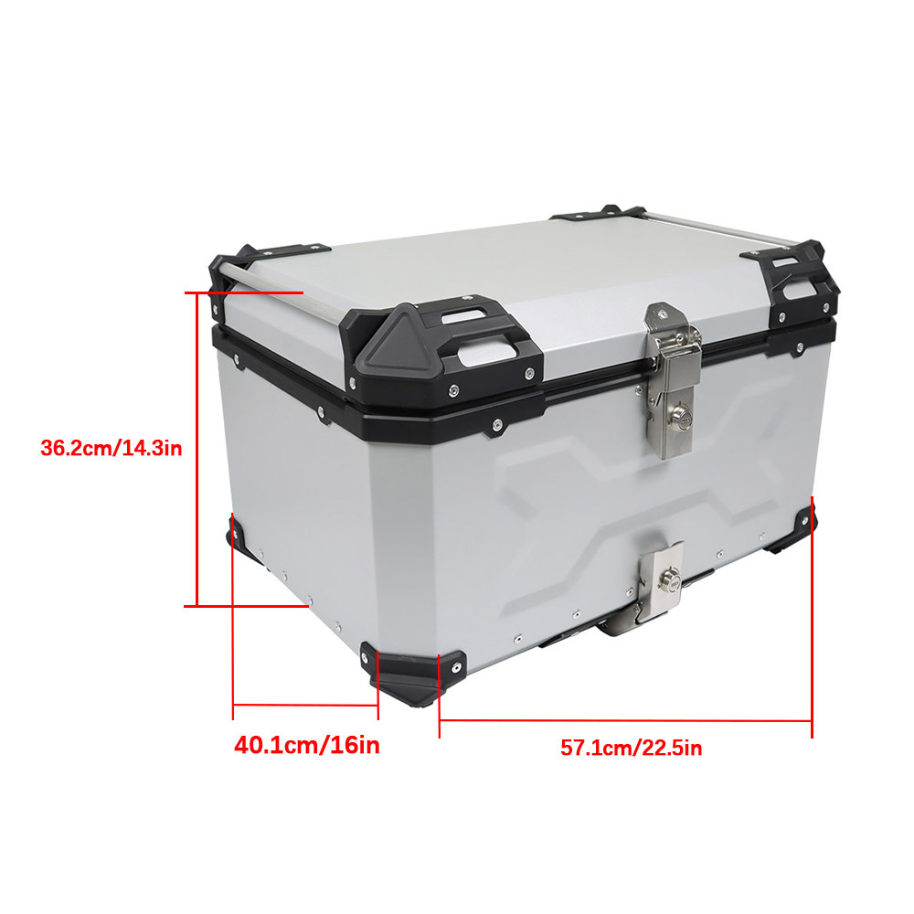 

Silver 65l Motorcycle Tour Tail Box With Security Lock Waterproof