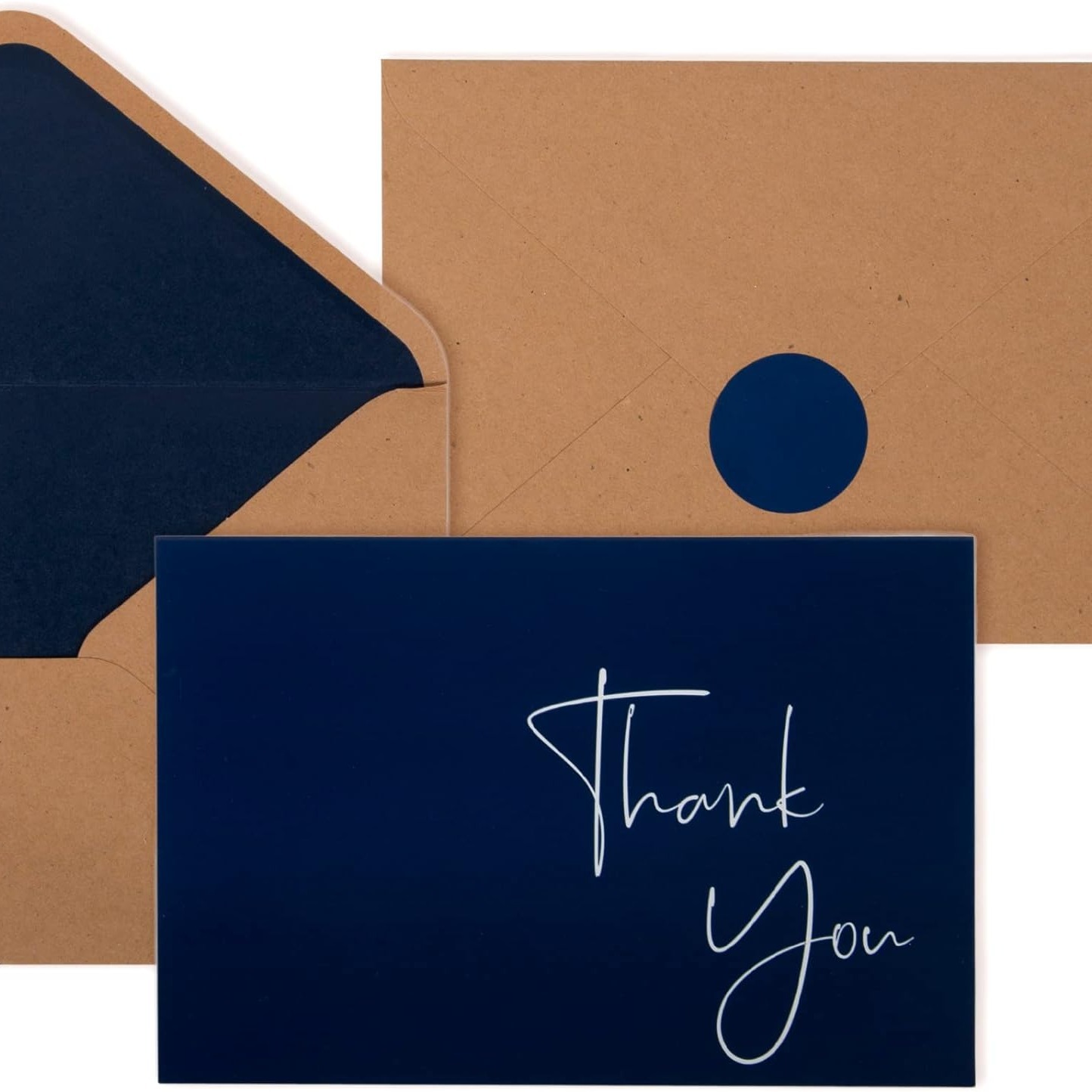 

100 Pack Thank You Cards With Envelopes & Stickers - Classy 4x6 Blank Thank You Cards Bulk Box Set - Large Thank You Notes For Wedding, Small Business, Baby & Bridal Shower (navy Blue)