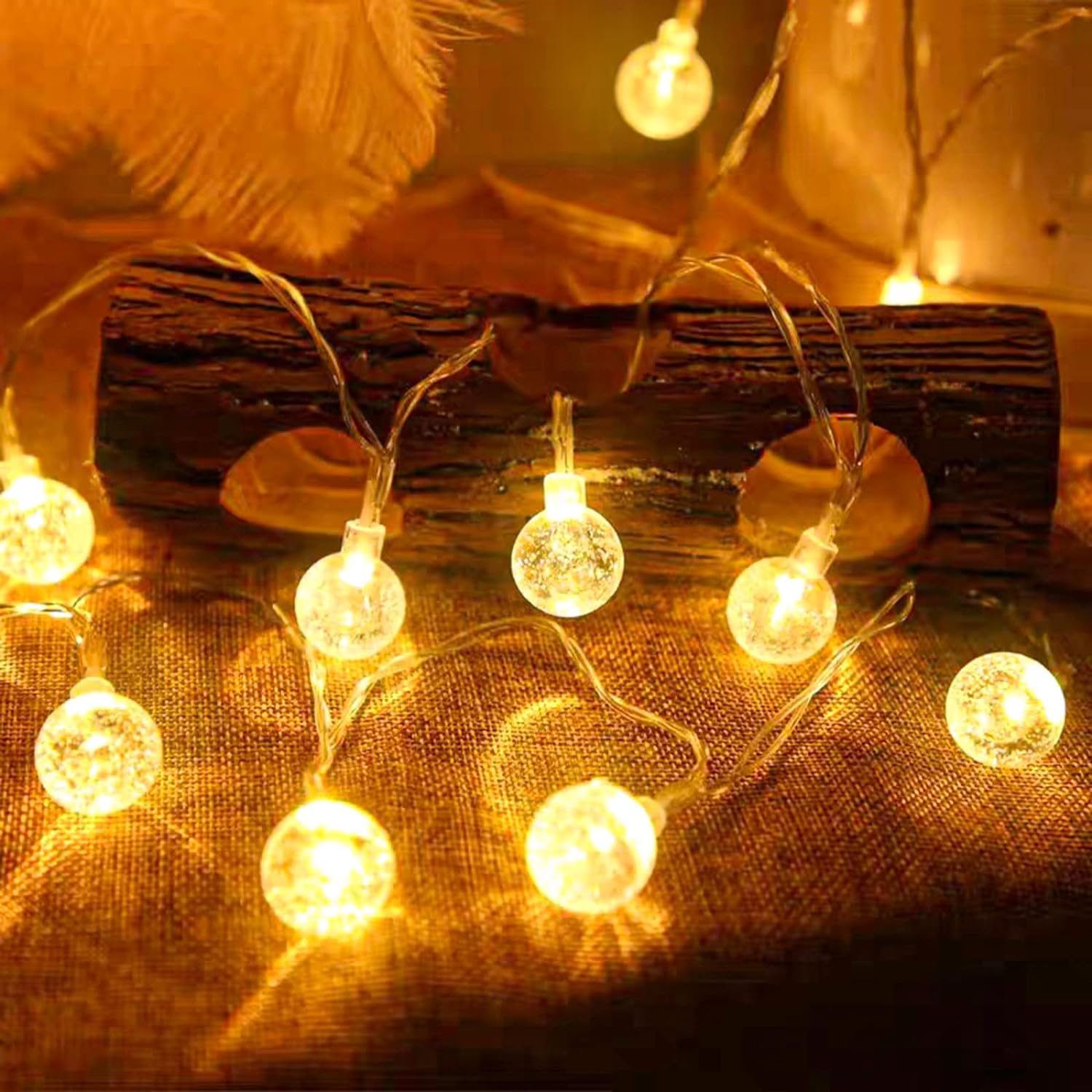 

Crystal Globe String Lights Battery Operated - 39ft 120 Led Globe Fairy Lights With Remote And 8 Modes, For Bedroom Tent Loft Camping Porch Patio Party Wedding Decor, Warm White