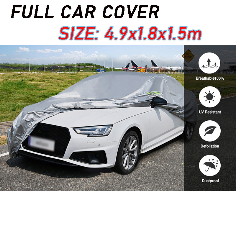 

193x71x59 Inch Car Covers For Automobiles All Weather Season Uv Protection Outdoor Full Cover Universal Silver