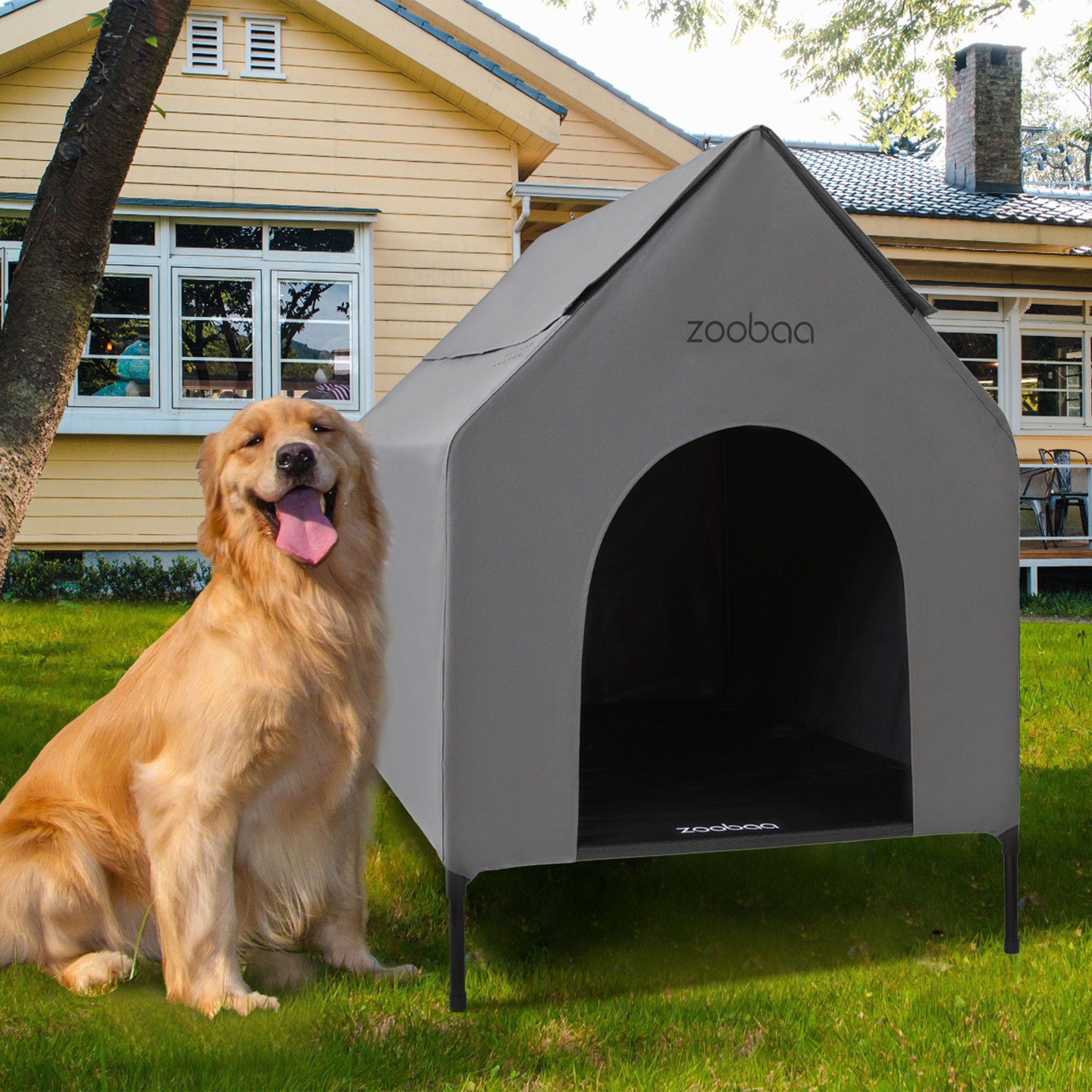 

Zooba 48" X-large Weatherproof Dog House, Elevated Dog Cooling Bed For Large Dogs, Breathable 2x1 Textilene, Durable 600d Oxford Cloth With Pvc Coating, Indoor/outdoor Use, Easy To Clean