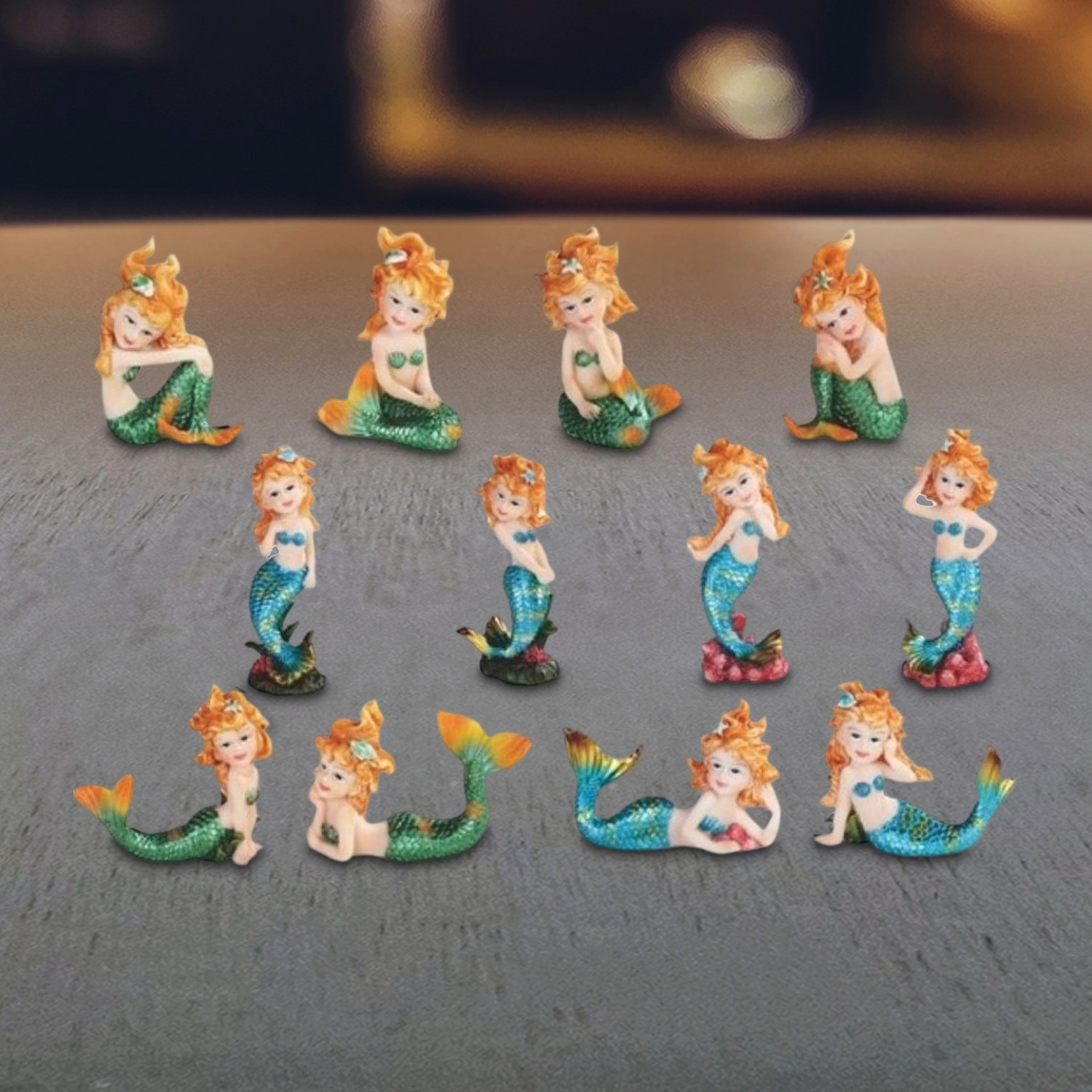 

12-pc Set Mini Mermaid With Different Poses 2"h Figurine Statue Home/room Decor And Perfect Gift Ideas For House Warming, Holidays And Birthdays Great Collectible Addition