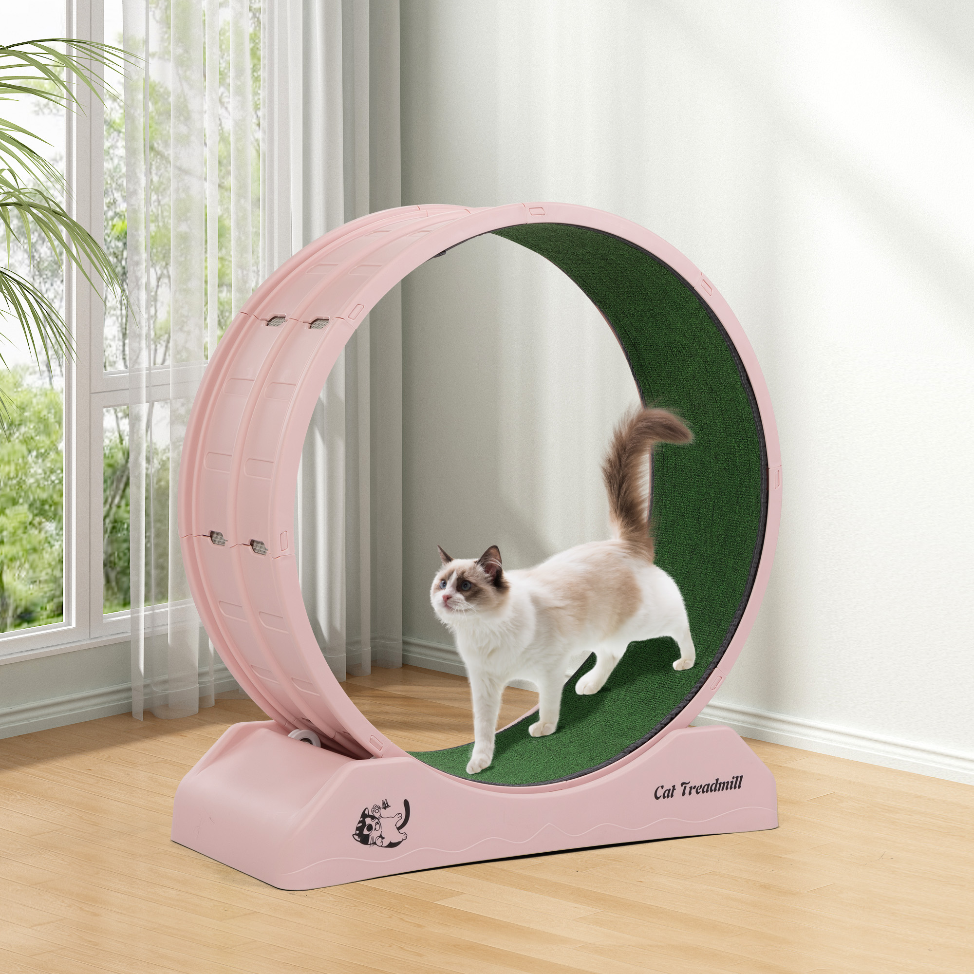 

31.5" Cat Treadmill, Exercise Running Wheel With Nonslip Carpet, Cat Teaser For Indoor Cats