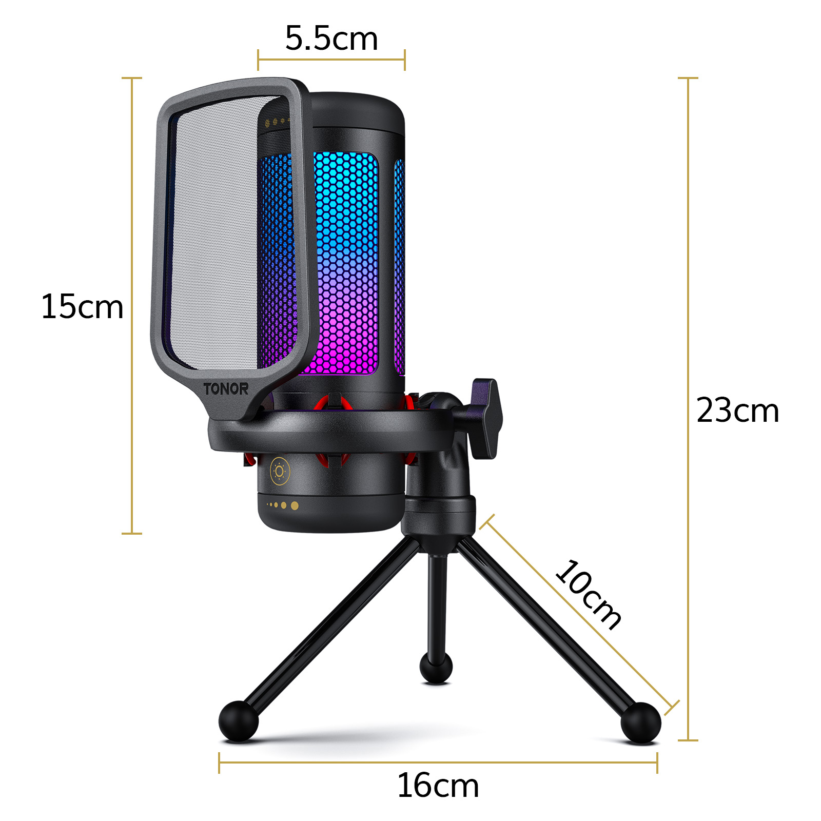 

Usb Microphone For Pc Computer, Cardioid Condenser Mic With Adjustable Rgb Modes & Brightness, Quick Mute, Gain Control, For Streaming, Podcasting, Recording, Ps4/5 Desktop Mic Tc310