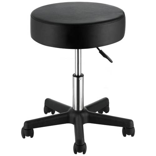 rolling stools with wheels 400 lbs weight capacity adjustable height stool with ultra thick seat cushion swivel stools chair for salon bar home office tatoo massage black