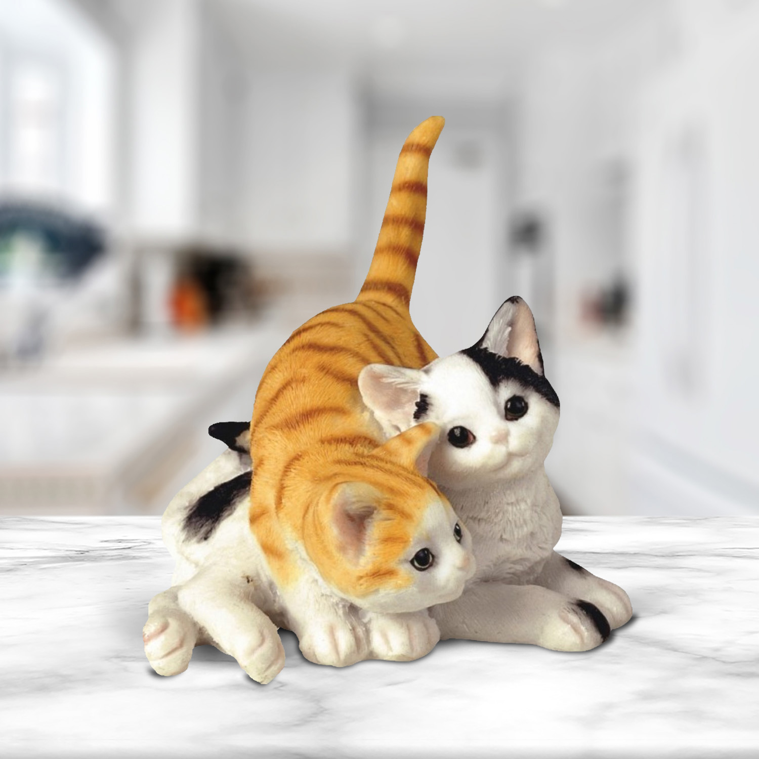 

3.5"h Orange Tabby Superimposed On Tuxedo Figurine Statue Home/room Decor And Perfect Gift Ideas For House Warming, Holidays And Birthdays Great Collectible