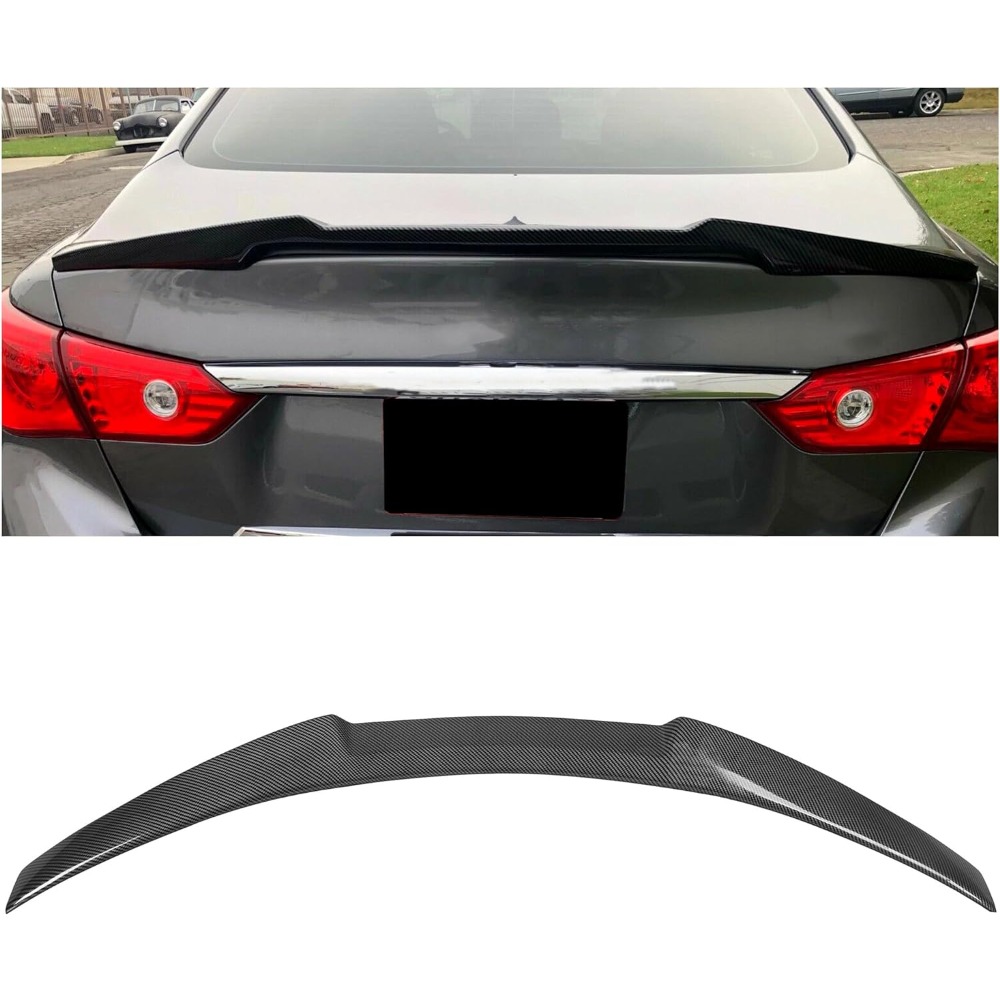 

Rear Trunk Spoiler Lip Compatible With 2014-2023 Infiniti Q50 Sedan M4 Style Tail Rear Trunk Lid Winglet Carbon Fiber Painted