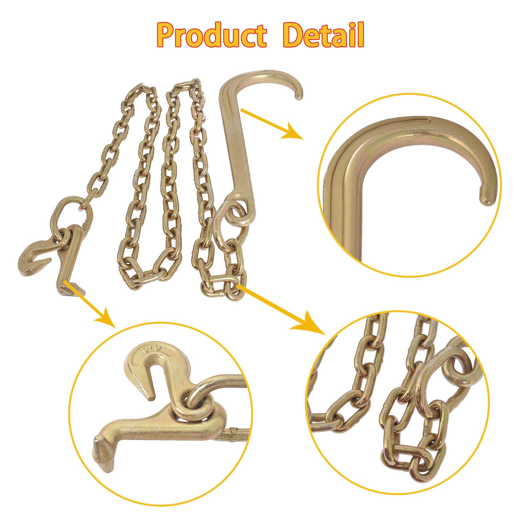 5/16x6 Ft Grade 70 Tow Chain 15 Hook Replacement For Recovery Axle