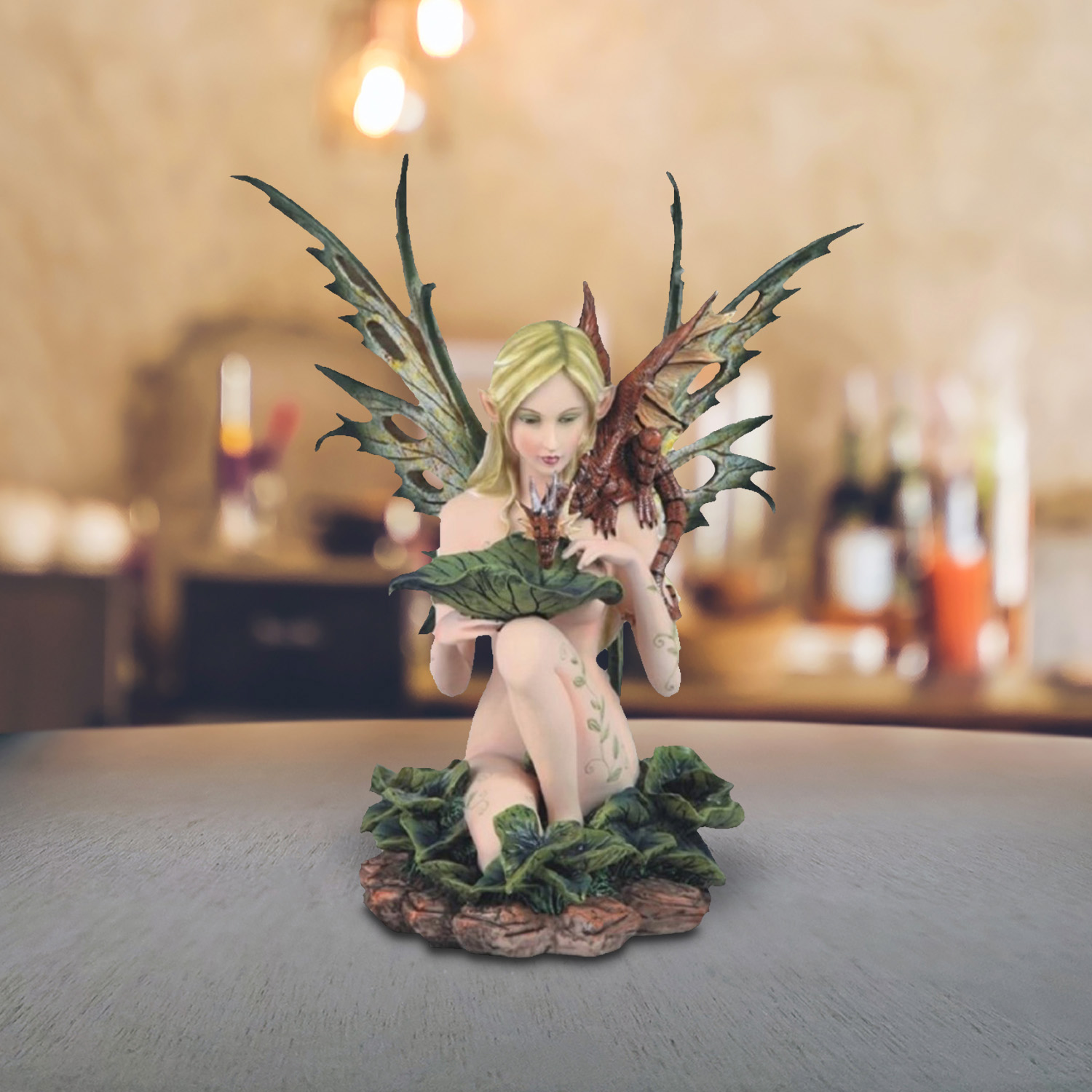 

14"h Lake Fairy With Dragon Baby Figurine Statue Home/room Decor And Perfect Gift Ideas For House Warming, Holidays And Birthdays Great Collectible Addition