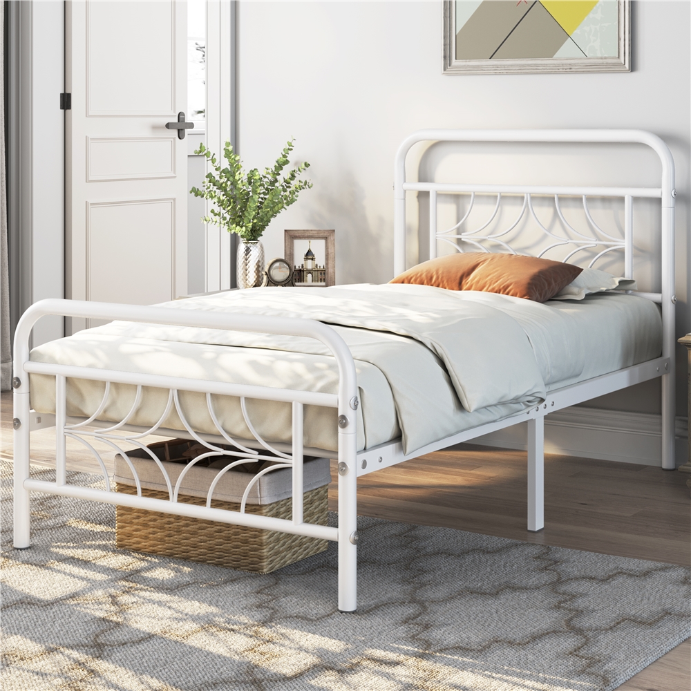 

Modern Metal Platform Bed No Box Spring Needed Bed Frame With Sparkling Star-inspired Design Headboard And Sturdy Slat Support
