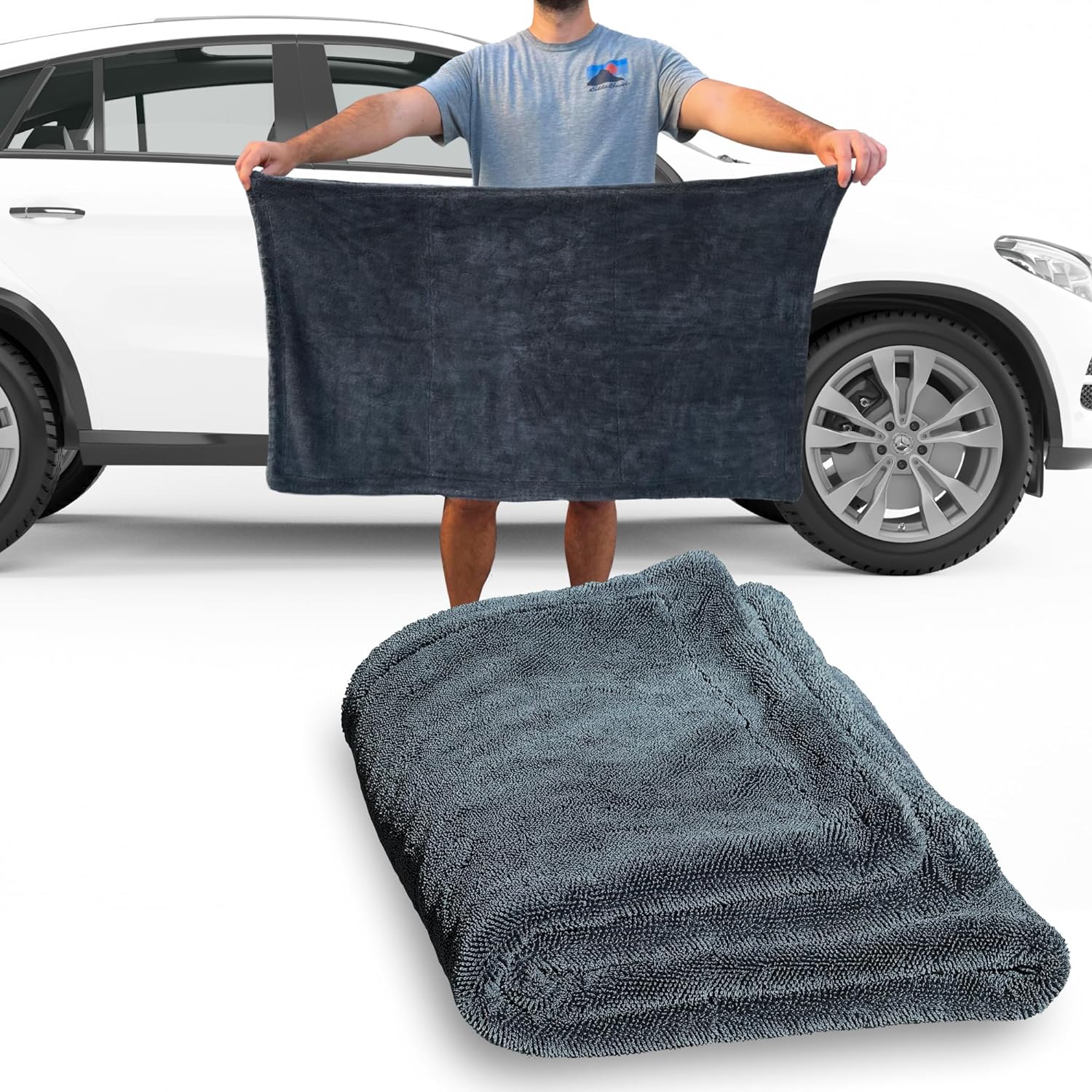 

Car Drying Towel From No Streaks, Scratches, Or Water Spots - Large Premium 1300 Gsm Microfiber - Double Twist Pile & Edgeless Design For 1 Quick & Effortless Dry - 25 X 36inch